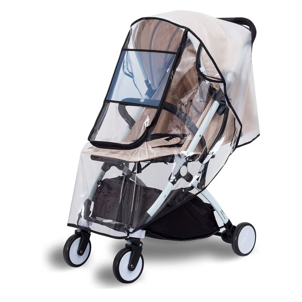 Beige Stroller with Rain Cover